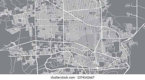 Urban vector city map of Hermosilla, Mexico