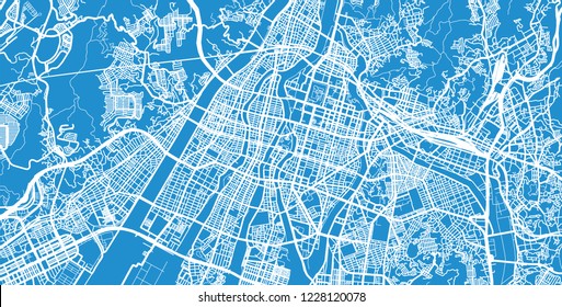 Urban vector city map of Hiroshima, Japan