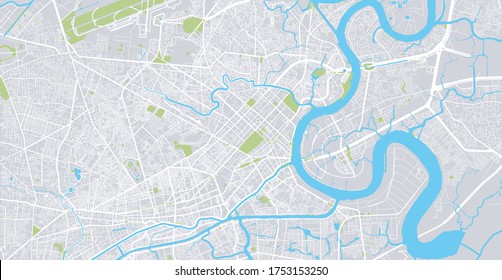 Urban vector city map of Ho Chi Minh City, Vietnam