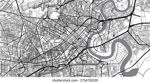 Urban vector city map of Ho Chi Minh City, Vietnam