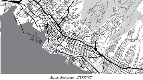 Urban vector city map of Honolulu, USA. Hawaii state capital