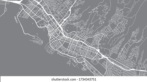 Urban vector city map of Honolulu, USA. Hawaii state capital