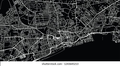 Urban vector city map of Hull, England