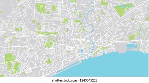 Urban vector city map of Hull, England