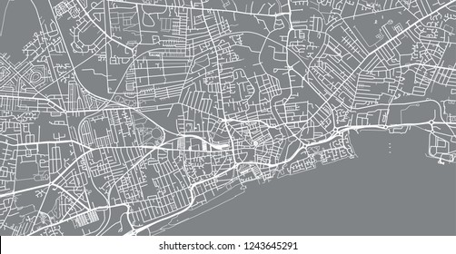 Urban vector city map of Hull, England