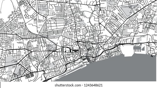 Urban vector city map of Hull, England