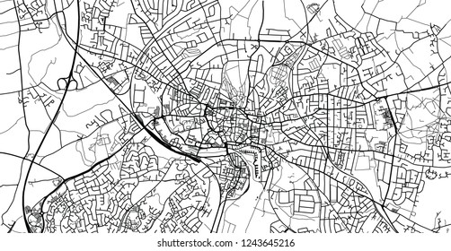Urban vector city map of Ipswich, England
