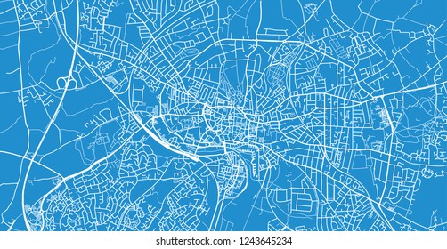 Urban vector city map of Ipswich, England