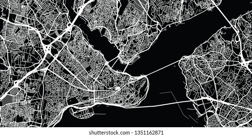 Urban vector city map of Istanbul, Turkey