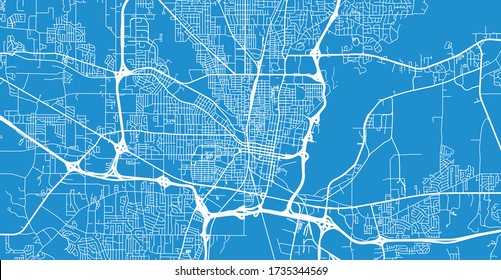 Mapa urbano vectorial de Jackson, EEUU. Capital estatal de Misisipi