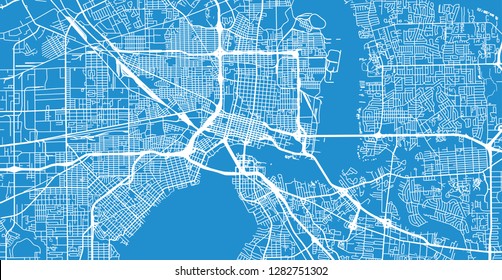 Urban vector city map of Jacksonville, Florida, United States of America