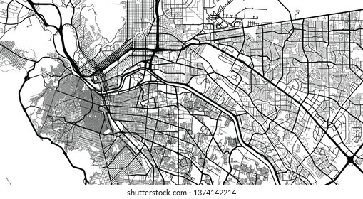 Urban vector city map of Juarez, Mexico