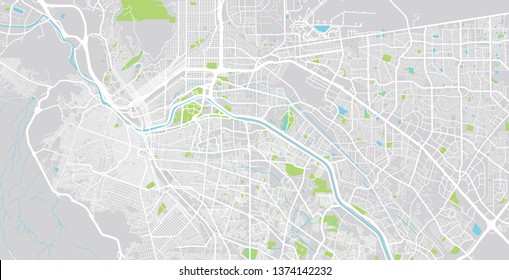 Urban vector city map of Juarez, Mexico