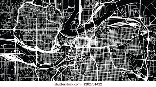 Urban vector city map of Kansas City, Missouri, United States of America