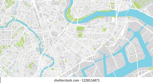 Urban vector city map of Kawasaki, Japan