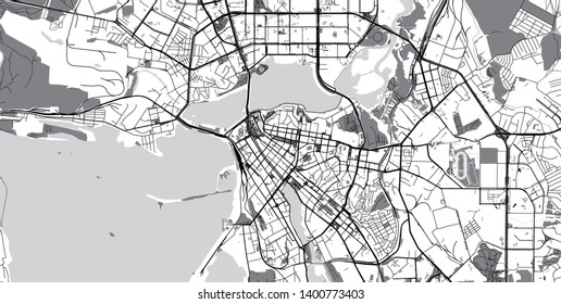 Urban vector city map of Kazen, Russia