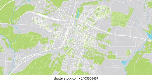 Urban vector city map of Kielce, Poland
