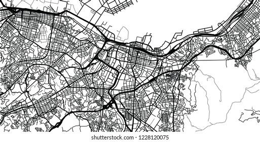 Urban vector city map of Kitakyushu, Japan