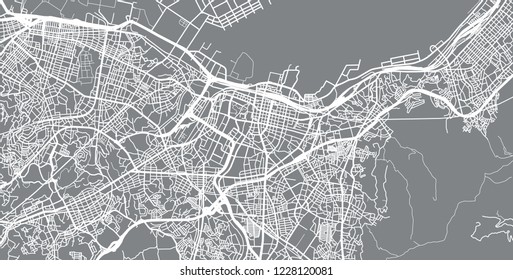 Urban vector city map of Kitakyushu, Japan