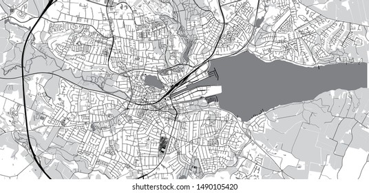 Urban vector city map of Kolding, Denmark