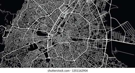 Urban vector city map of Konya, Turkey