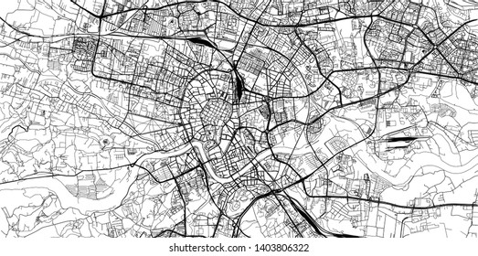 Urban vector city map of Krakow, Poland