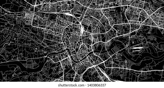 Urban vector city map of Krakow, Poland
