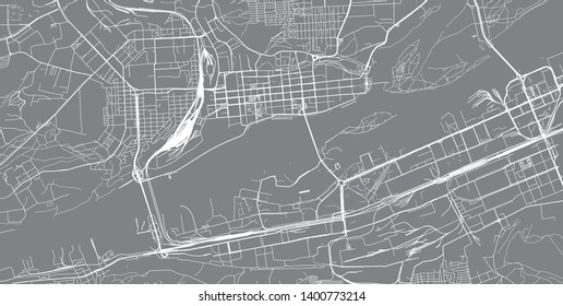 Urban vector city map of Krasnoyarsk, Russia