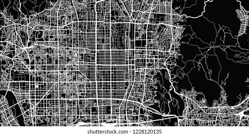Urban vector city map of Kyoto, Japan