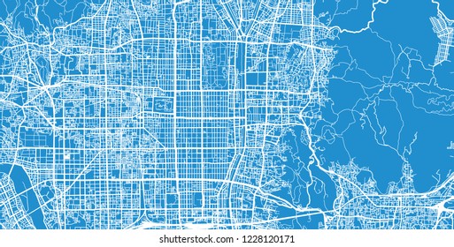 Urban vector city map of Kyoto, Japan