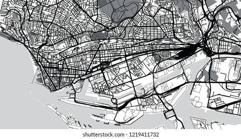 Urban vector city map of La Harve, France