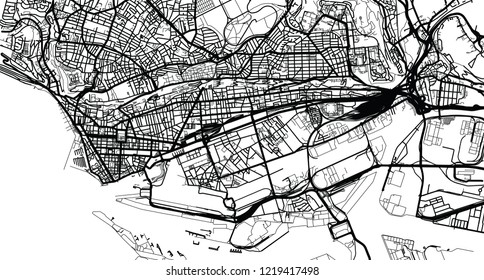 Urban vector city map of La Harve, France