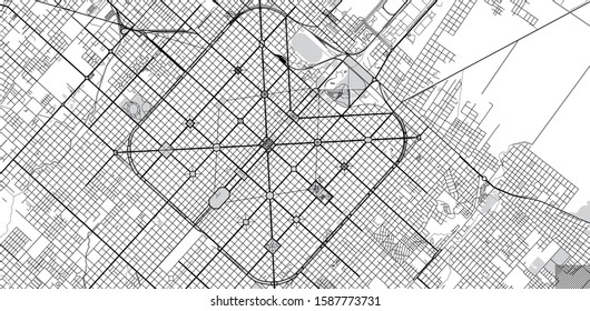 Urban vector city map of La Plata, Argentina