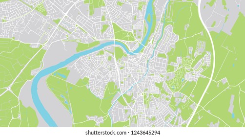 Urban vector city map of Lancaster, England