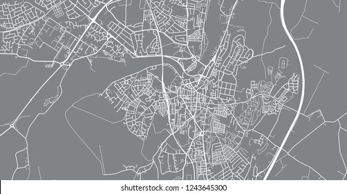 Urban vector city map of Lancaster, England