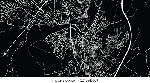Urban vector city map of Lancaster, England
