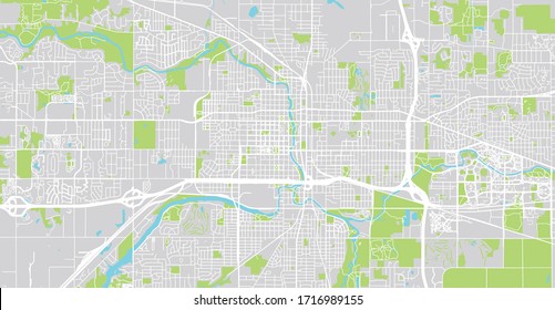 Urban vector city map of Lansing, USA. Michigan state capital