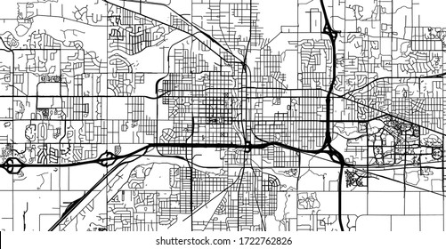 Urban Vector City Map Of Lansing, USA. Michigan State Capital