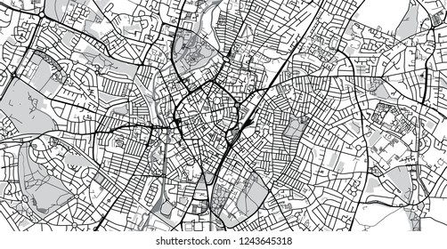 Urban vector city map of Leicester, England