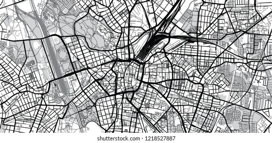 Urban vector city map of Leipzig, Germany