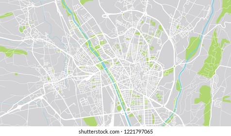 Urban vector city map of Leon, Spain