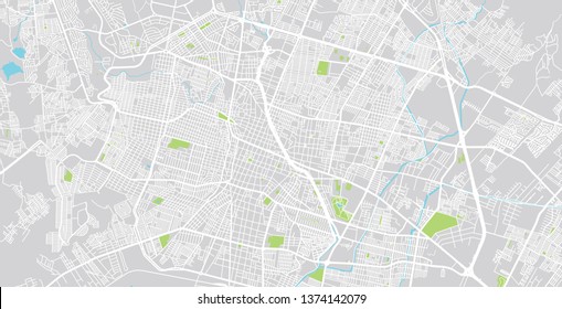 Urban vector city map of Leon, Mexico