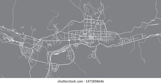 Urban vector city map of Lhasa, China