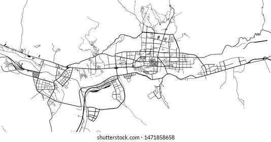 Urban vector city map of Lhasa, China