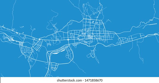 Urban vector city map of Lhasa, China