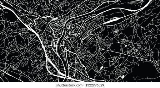 Urban vector city map of Liege, Belgium