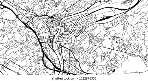 Urban vector city map of Liege, Belgium