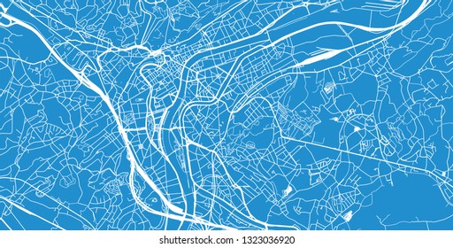 Urban vector city map of Liege, Belgium