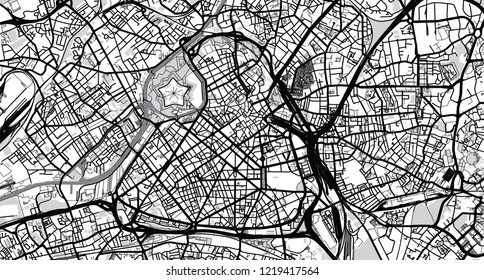 Urban vector city map of Lille, France