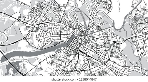 Urban vector city map of Limerick, Ireland